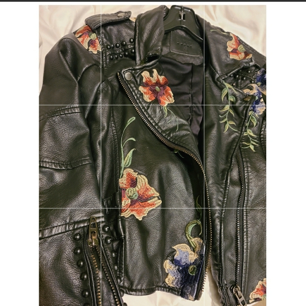 💗BLACK NYC💗Leather Floral Jacket